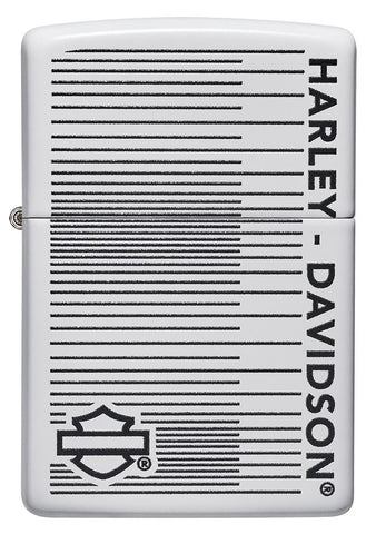 Front of Harley-Davidson® White Matte Lines Design Windproof Lighter